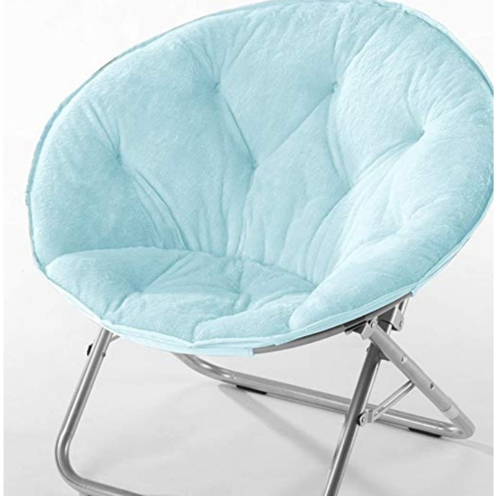 Urban Shop Light Blue Faux Fur Saucer Chair